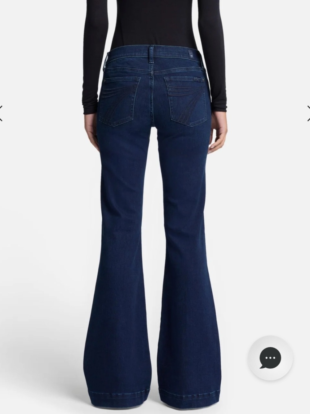 7 For All Mankind Dojo Jeans in Blue Black Santiago Flare 7 Logo Pockets Size 30